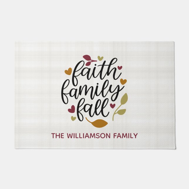 Paillasson Foi personnalisée Famille Décor d'automne (Devant)