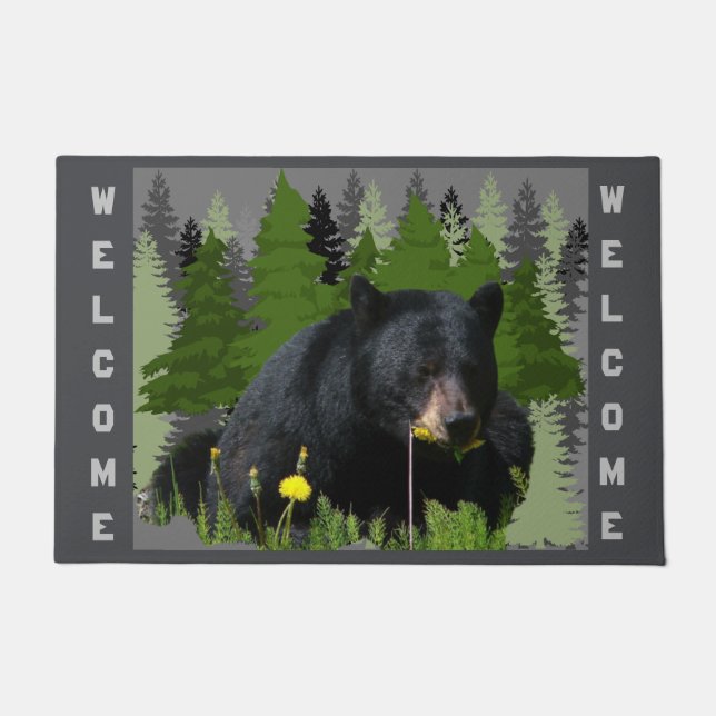 Paillasson Forêt Outdoor Black Bear Welcome Doormat (Devant)