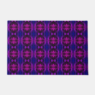 Paillasson Formas, "traços cor de rosa flutuam", fundo azul.