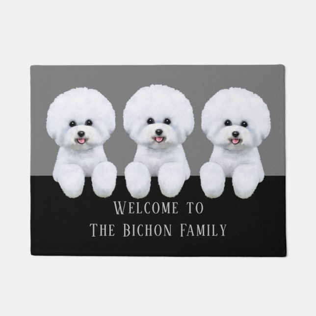 Paillasson Format de porte Bichon Frise personnalisable (Devant)