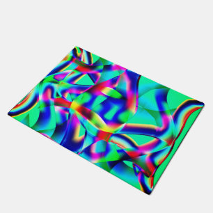 Paillasson Formes courbes et très colorées, plus bleu vert