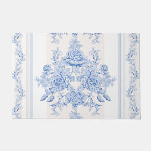 Paillasson français, shabby chic, vintage, bleu pâle, blanc, 