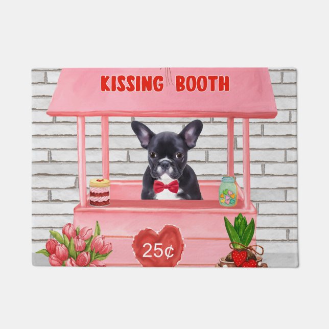Paillasson French Bulldog Valentine's Day Kissing Booth (Devant)