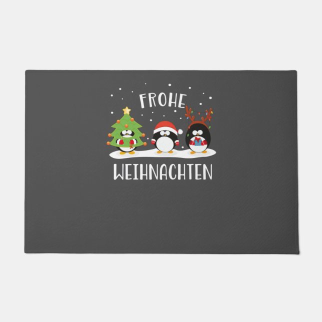 Paillasson Frohe Weihnachten Joyeux Noël Lustig Pinguine (Devant)