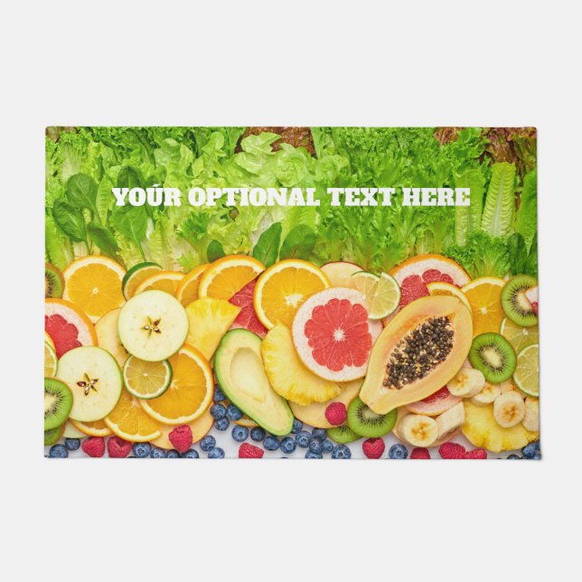 Paillasson Fruits tropicaux au texte personnalisé (Devant)