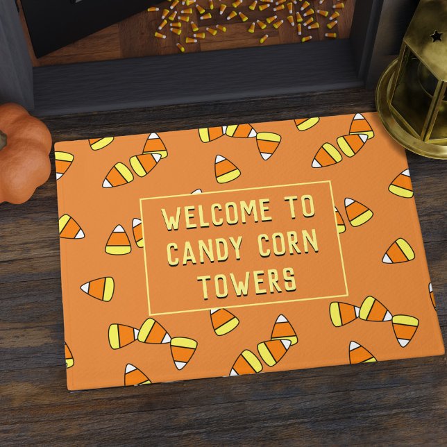 Paillasson Fun Candy Corn Motif Halloween Welcome Doormat (More candy please! Sweet candy corn doormat just for you)
