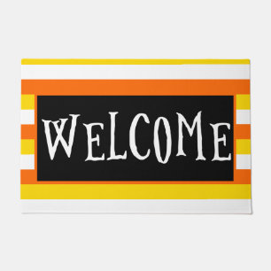 Paillasson Fun Candy Corn Orange Black Halloween Bienvenue
