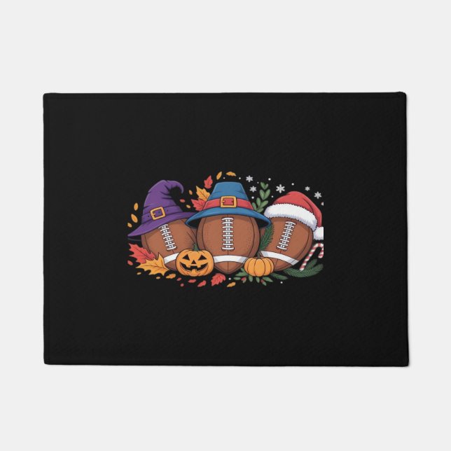 Paillasson Funky Football Halloween Thanksgiving Xmas Éffraya (Devant)
