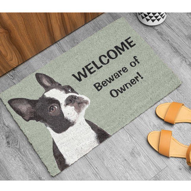 Paillasson Funny Boston Terrier Bienvenue mignon chien (Créateur téléchargé)