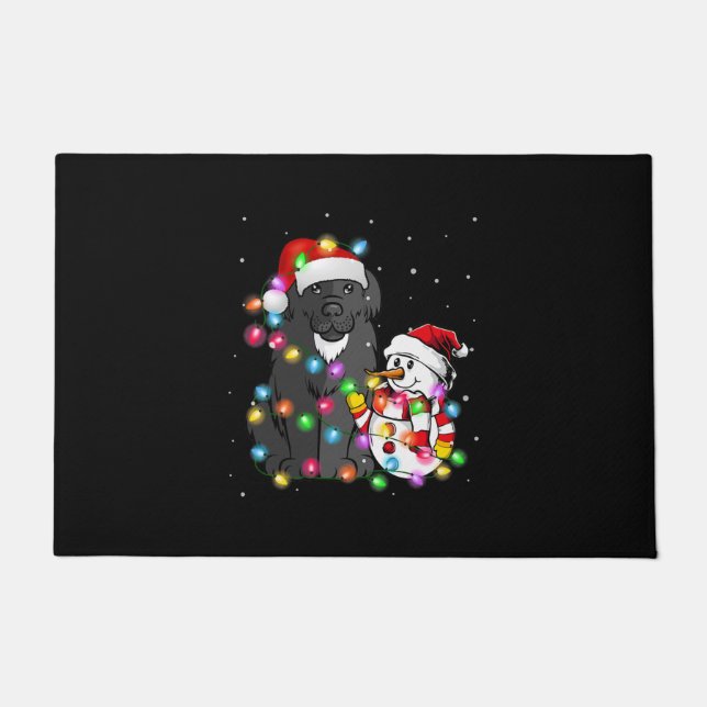 Paillasson Funny Chien de Terre-Neuve | Christmas Snowman Lig (Devant)