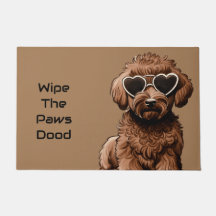 Funny Goldendoodle mat de porte