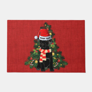 Paillasson Funny noir labrador fête rouge burlap Noël