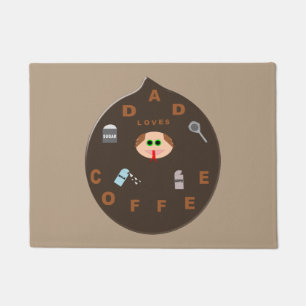 Paillasson Funny Papa Monster aime la porte de café Mat