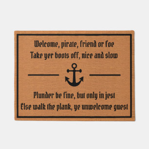 Paillasson Funny Pirate Humour Rustique Brown minimaliste bat