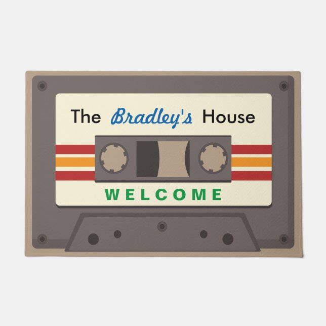 Paillasson Funny Retro Music Cassette Mixtape Personnalisé Ac (Devant)