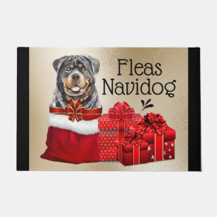 Paillasson Funny Rottweiler les puces de Noël navidog cadeaux