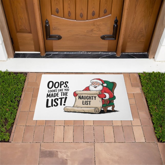 Paillasson Funny Santa Claus Naughty List Design de Noël (De plein air)
