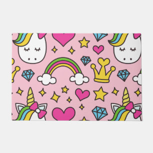 Paillasson Funny Unicorn Motif rose Magique Cheval mignon