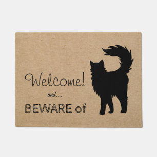 Paillasson Funny Welcome Attention au chat rustique