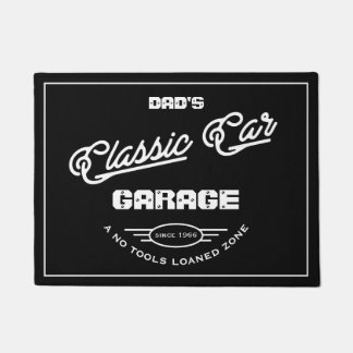Paillasson Garage Classic Voiture N'Importe Quel Nom Black Wh