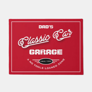 Paillasson Garage Classic Voiture N'Importe Quel Nom Red Whit