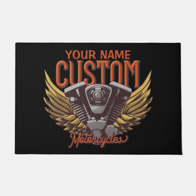 Paillasson Garage de moto personnalisé Aigle de moto (Devant)