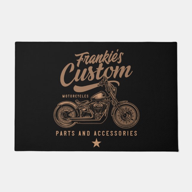 Paillasson Garage de motocyclette Bobber personnalisé (Devant)