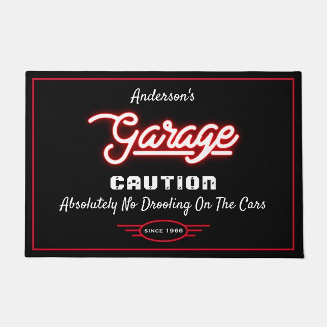 Paillasson Garage N'Importe Quel Nom Drôle Dire Voitures Roug (Devant)