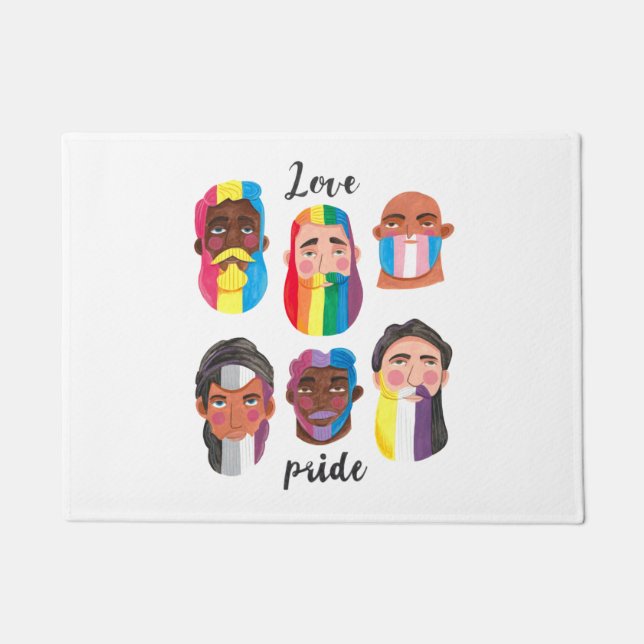 Paillasson Gay pride arc-en-ciel drapeaux de genre barbe homm (Devant)