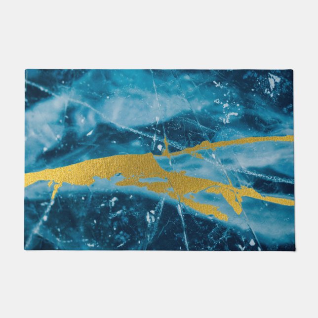 Paillasson Géode Agate Gemstone Blue et Gold (Devant)