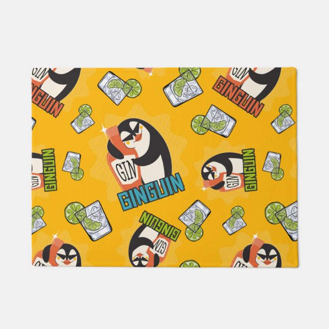 Paillasson gin Motif, ginguin cadeau de pingouin pour les fan (Devant)