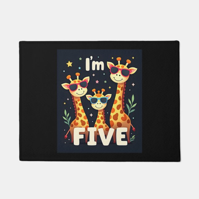 Paillasson Giraffe cool 5e fête d'anniversaire 5 ans bébé (Devant)