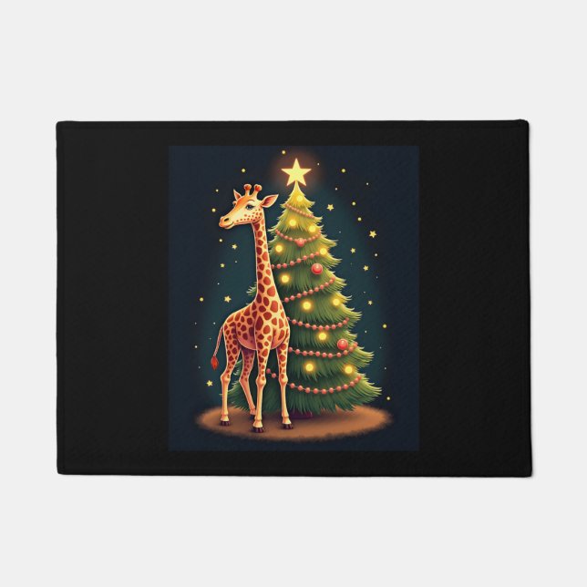 Paillasson Giraffe de Noël Topper arbre officiel Funny Tall (Devant)