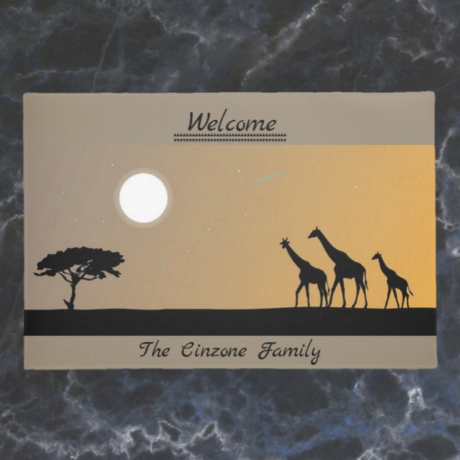 Paillasson Giraffes Au coucher Du Soleil Serengeti (Créateur téléchargé)