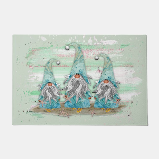 Paillasson Gnomes de la plage de couleur d'eau bleu tropical (Devant)