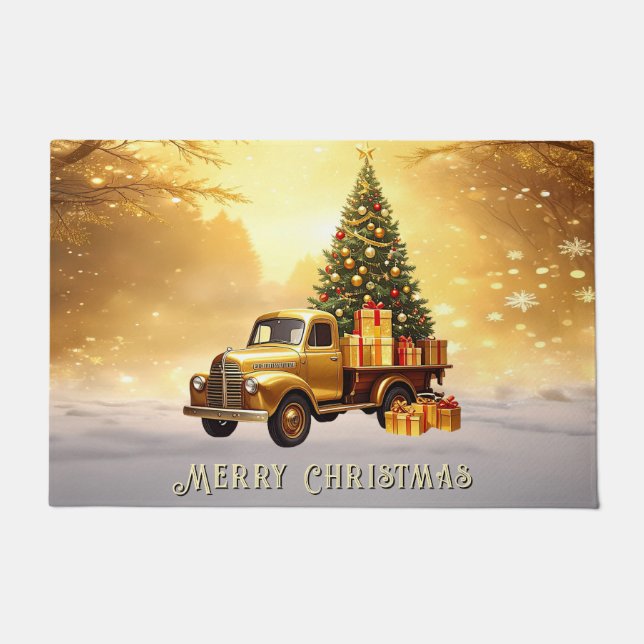 Paillasson Gold Truck Arbre de Noël Porte de vacances (Devant)