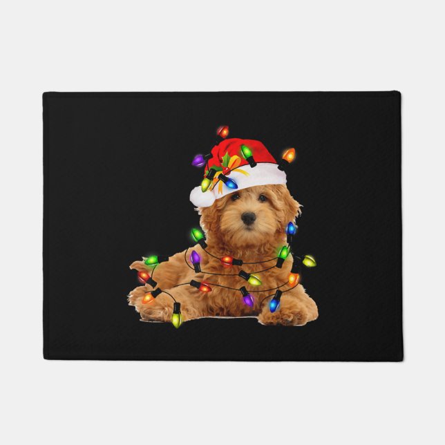 Paillasson Goldendoodle Christmas Père Noël (Devant)
