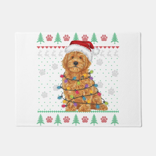 Paillasson Goldendoodle Noël laid Sweater Funny Chien Amour (Devant)