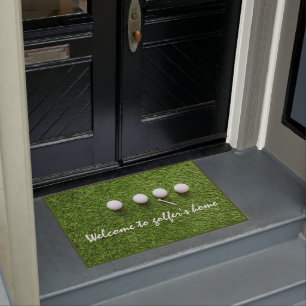 Paillasson Golf bienvenue chez le golfeur avec balles de golf