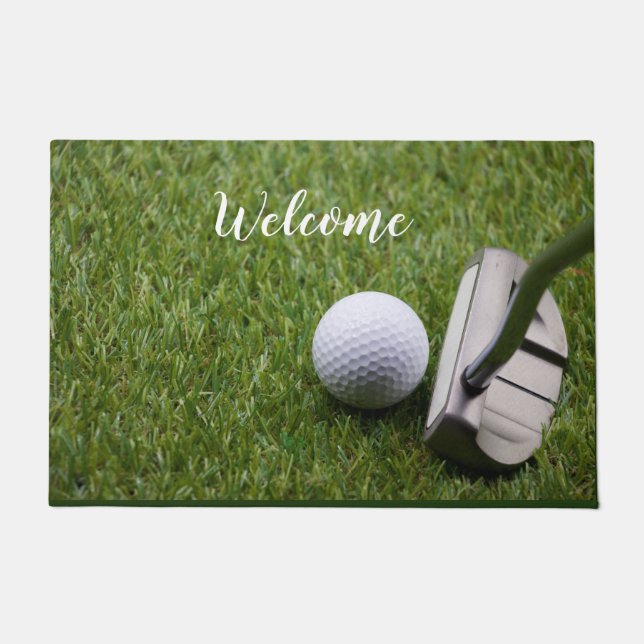 Paillasson Golf heureux retraite avec balle de golf et putter (Devant)