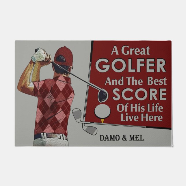 Paillasson Golfer Home Doormat, Drôle Joueur de Golf Citation (Devant)