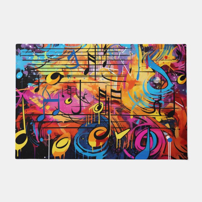 Paillasson Graffiti Musical Notes Doormat (Devant)