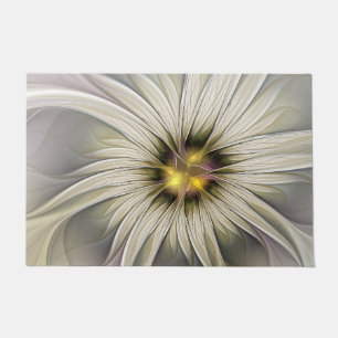 Paillasson Grande Fleur d'ivoire, Abstrait Art Fractal Modern