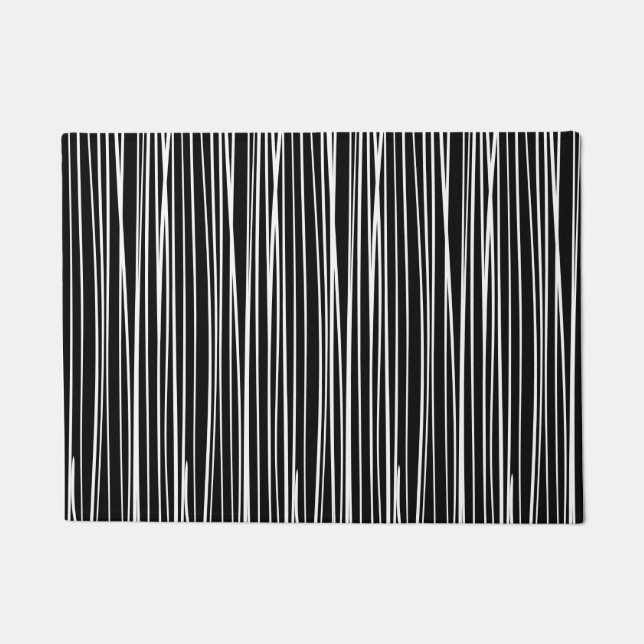 Paillasson Grandes lignes modernes en noir et blanc (Devant)