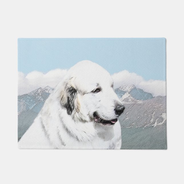 Paillasson Grands Pyrénées peignant - art original de chien (Devant)