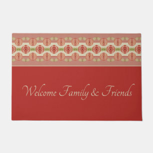 Paillasson Grange Rouge Avec Artsy Floral Motif Porte Mat