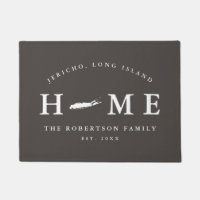 Gray and White NY State Long Island Map Mat,