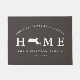Paillasson Gray and White State of Massachusetts Carte Mat,