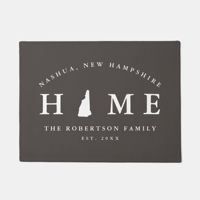 Paillasson Gray and White State of New Hampshire Map Mat, (Devant)