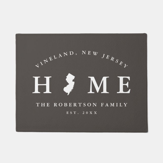 Paillasson Gray and White State of New Jersey Map Mat, (Devant)